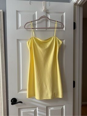 Yellow Spaghetti-Strap Slip Mini Dress